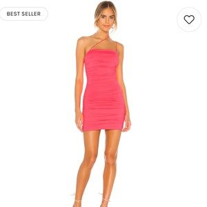 Sierra Ruched Mini Dress in Neon Pink by Superdown